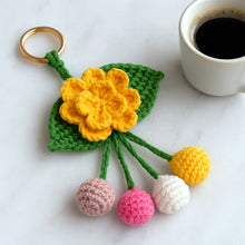 Layered Flower Keychain Pattern PDF 3D Blossom Leaf Tassel Charm Bag Accessory Tutorial
