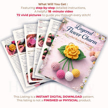 Layered Flower Keychain Pattern PDF 3D Blossom Leaf Tassel Charm Bag Accessory Tutorial