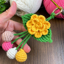 Layered Flower Keychain Pattern PDF 3D Blossom Leaf Tassel Charm Bag Accessory Tutorial