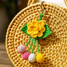 Layered Flower Keychain Pattern PDF 3D Blossom Leaf Tassel Charm Bag Accessory Tutorial