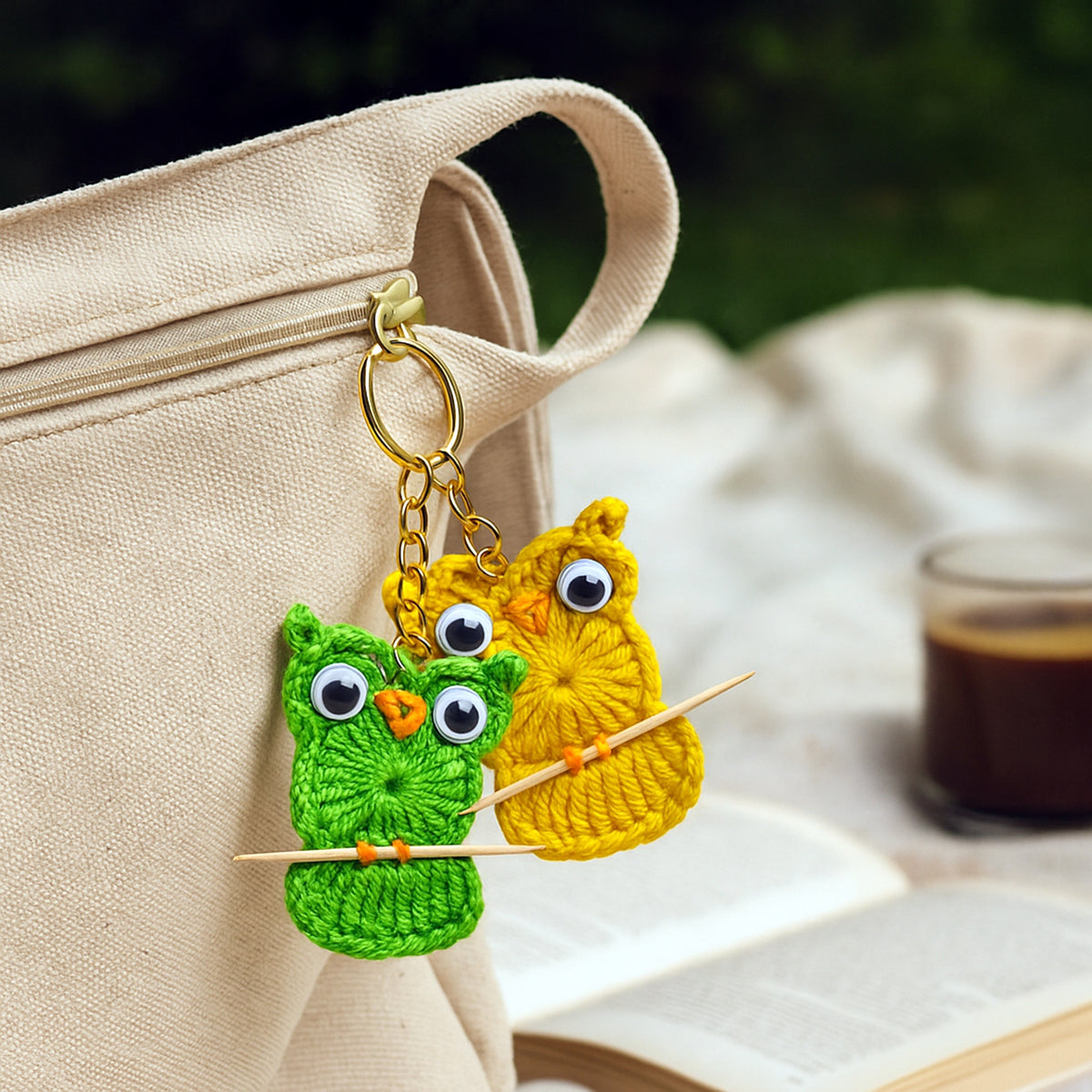Owl Keychain Crochet Pattern PDF Round Appliqué Bag Charm Hanging Ornament Cute Accessory Tutorial