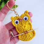 Owl Keychain Crochet Pattern PDF Round Appliqué Bag Charm Hanging Ornament Cute Accessory Tutorial