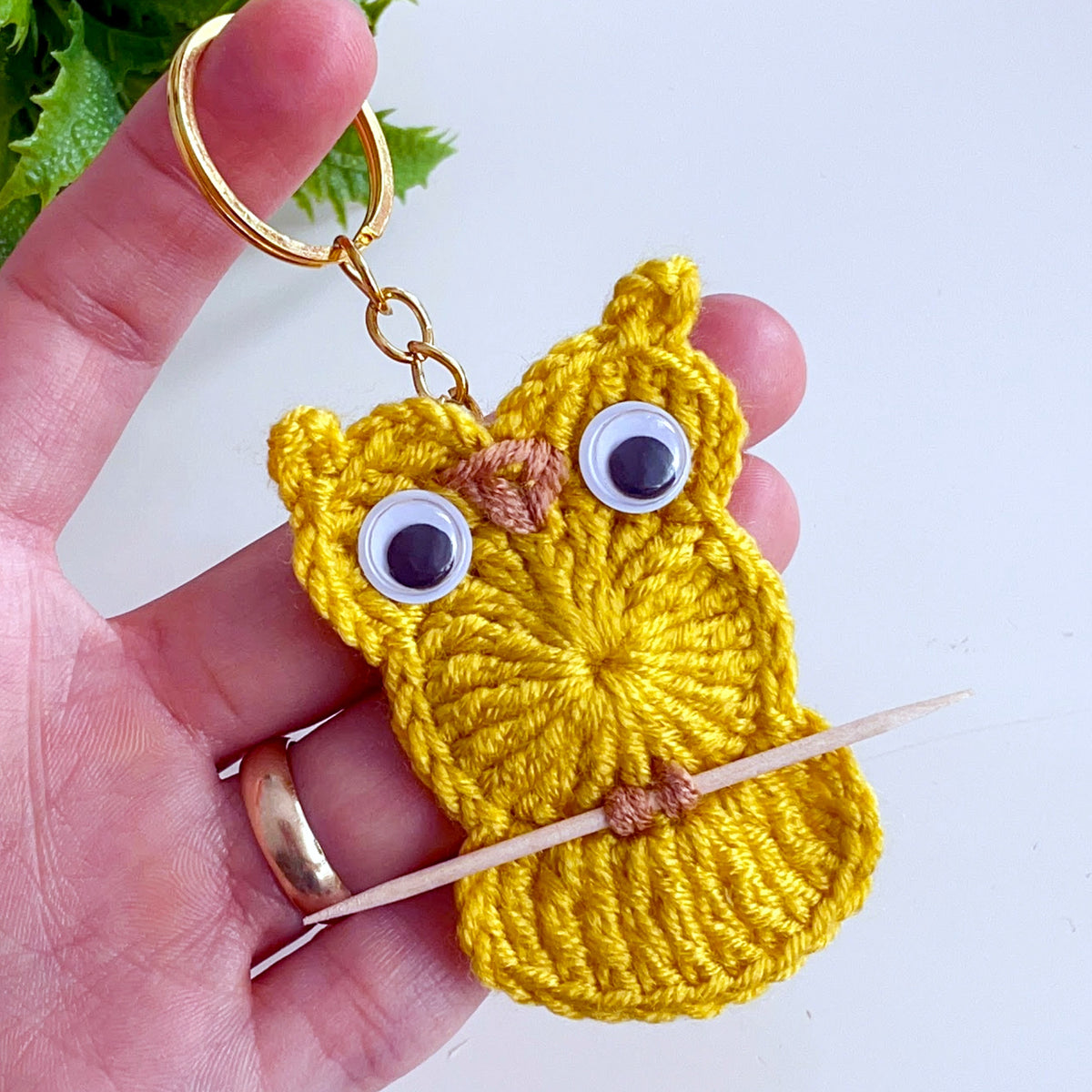 Owl Keychain Crochet Pattern PDF Round Appliqué Bag Charm Hanging Ornament Cute Accessory Tutorial