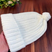 Pom Pom Beanie Crochet Pattern PDF Ribbed Winter Hat With Folded Brim Tutorial