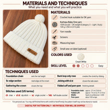 Pom Pom Beanie Crochet Pattern PDF Ribbed Winter Hat With Folded Brim Tutorial