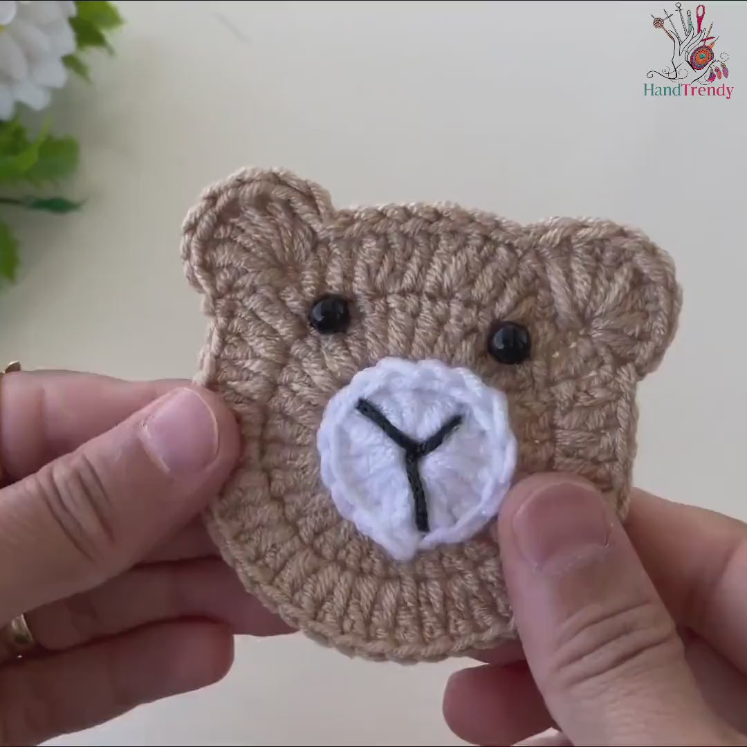 Easy Crochet Teddy Bear Applique Pattern | Cute Moon Bear Pattern for Baby Blankets and Keychains