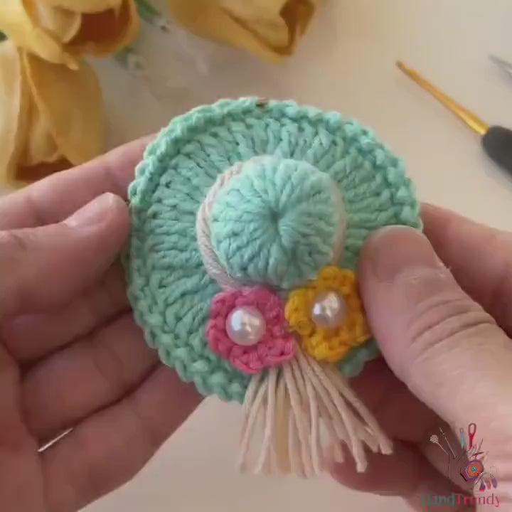 Crochet Mini Hat Pattern - Miniature Vacation Straw Hat - Tiny Crochet Ornaments