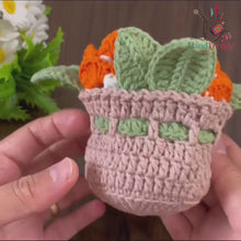 Crochet Flower Basket PDF Pattern, Amigurumi Floral Arrangement, DIY Crochet Home Decor, Handmade Rose Bouquet Tutorial