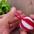 Crochet Christmas Ornament Ball Pattern PDF, Striped Holiday Bauble Tutorial, Easy DIY Christmas Decoration for Beginners