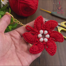 Crochet Star Flower Keychain Pattern PDF, 3D Floral Charm Tutorial, DIY Elegant Bag Accessory