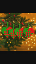PDF Christmas Heart Ornament Pattern, DIY Woven Felt Scandinavian Basket Heart Template