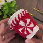 Christmas Crochet Cup Cozy PDF Pattern, Peppermint Coffee Sleeve Tutorial, DIY Cup Cover, Handmade Holiday Crochet Pattern