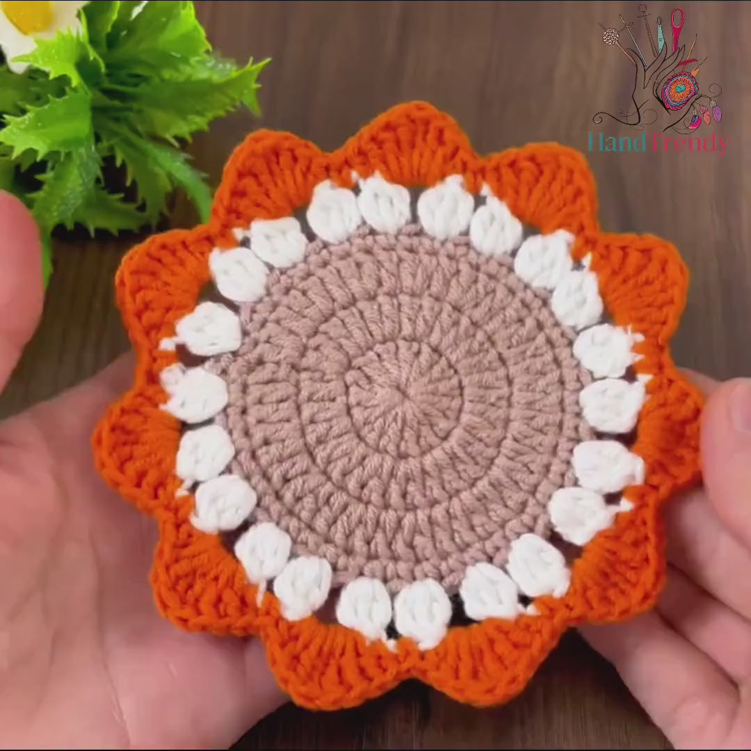 Sunflower Crochet Doily Pattern PDF, Handmade Floral Table Decor, Round Crochet Placemat DIY, Rustic Home Decoration, Instant Download