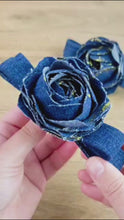 Denim Rose Hair Clip Pattern – Upcycled Fabric Flower Barrette PDF DIY