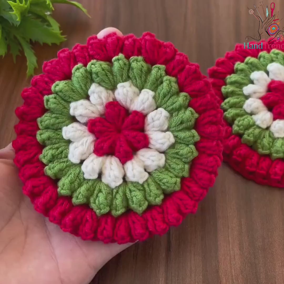 Flower Scrubby Crochet Pattern, Festive DIY Decorative Scrubby for Eco-Friendly Christmas Gift, Easy Beginner PDF Tutorial
