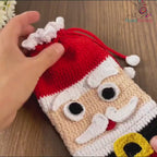 Crochet Santa Bag, Multi-Purpose Crochet Pouch, Perfect DIY Holiday Bottle Cover Gift, Fun Festive Accessory