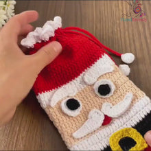 Crochet Santa Bag, Multi-Purpose Crochet Pouch, Perfect DIY Holiday Bottle Cover Gift, Fun Festive Accessory