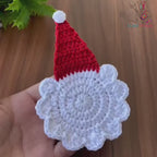 Crochet Santa Hat Coasters Pattern, Decorative Crochet Xmas Coasters for Holiday Home Decor, Ideal for Coffee Lovers