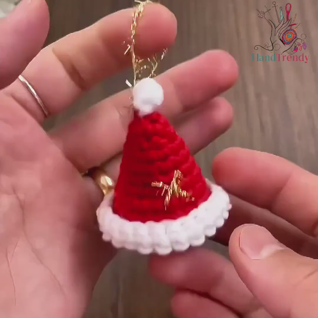 Crochet Santa Hat Pattern, Adorable Christmas Ornament Design for Beginners, Instant Download for  Christmas Crochet PDF pattern