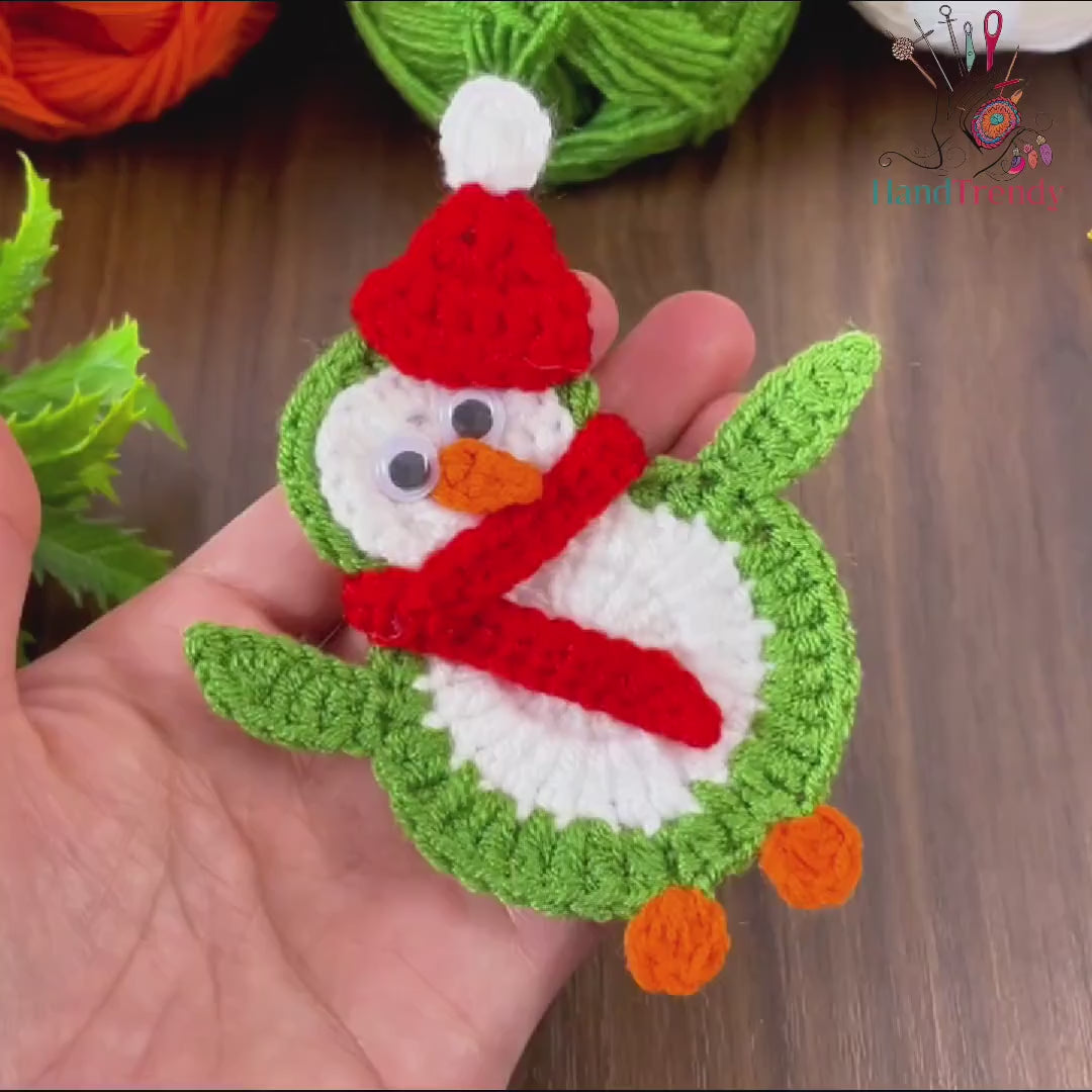 Crochet Penguin Ornament PDF Pattern, DIY Christmas Penguin Decoration, Handmade Festive Penguin Applique, Holiday Crochet Design