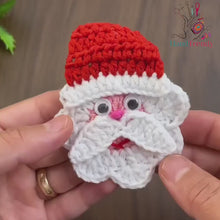 Santa Claus Applique Pattern, Christmas Crochet Tutorial for Ornament Decoration, Easy Holidays Gift Idea,  Beginner Crochet