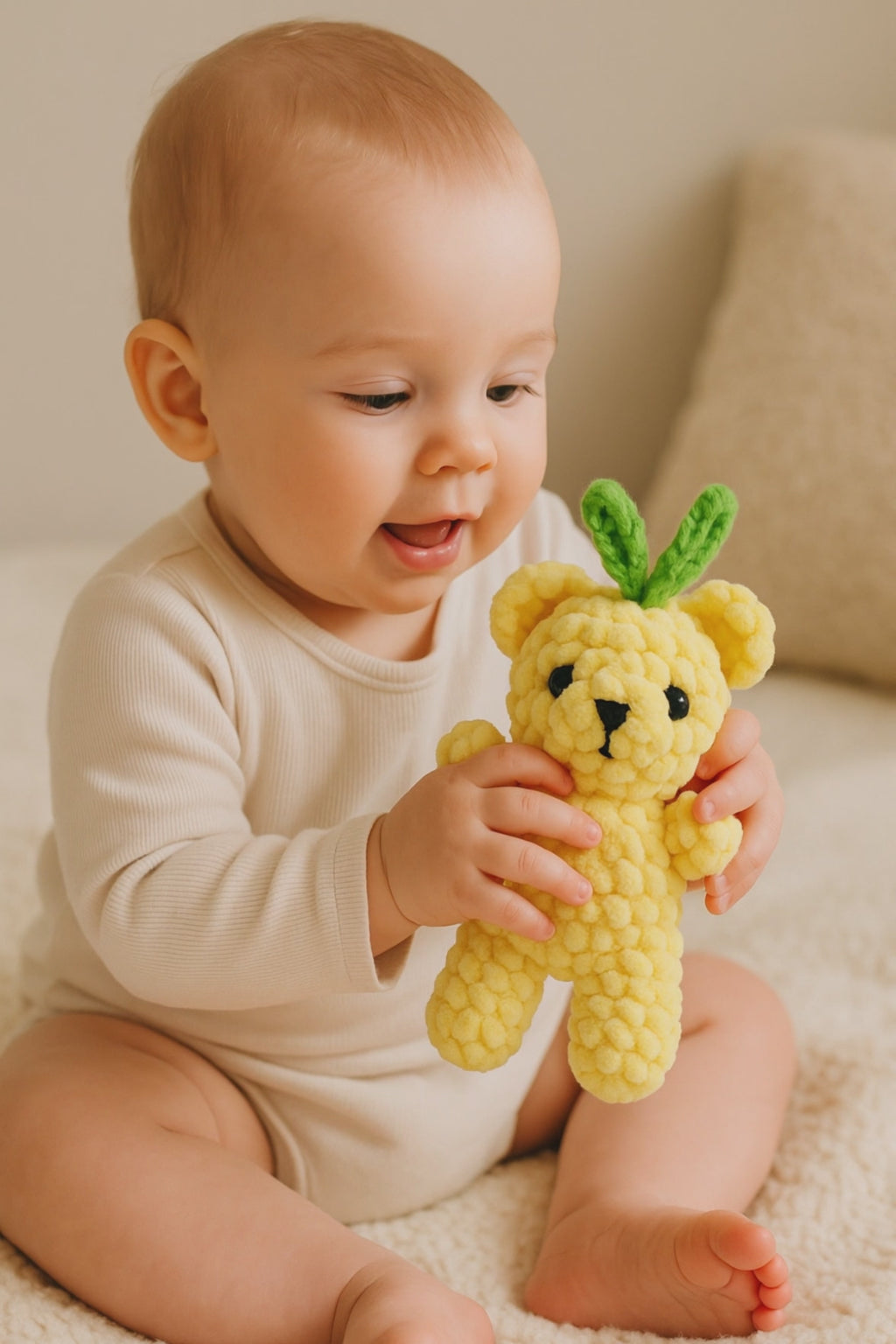 Mini Plush Teddy Bear Pattern PDF, Amigurumi Small Velvet Bear Tutorial, DIY Soft Toy for Babies