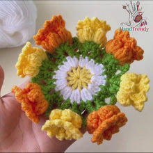 Tulip Coaster Crochet Pattern – Colorful Flower Doily PDF - Spring Floral Table Decor