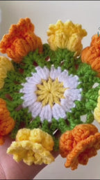 Tulip Coaster Crochet Pattern – Colorful Flower Doily PDF - Spring Floral Table Decor