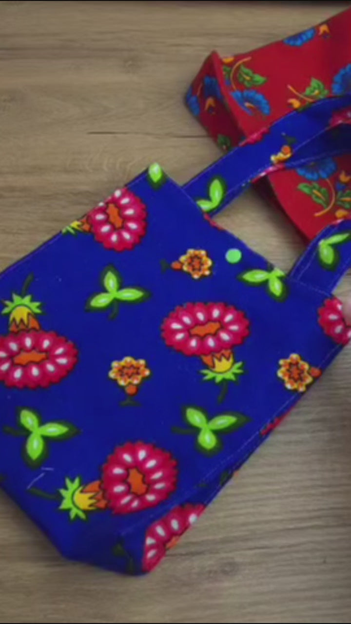 Floral Mini Tote Bag Sewing Pattern – Reversible Fabric Bag PDF Tutorial for Beginners