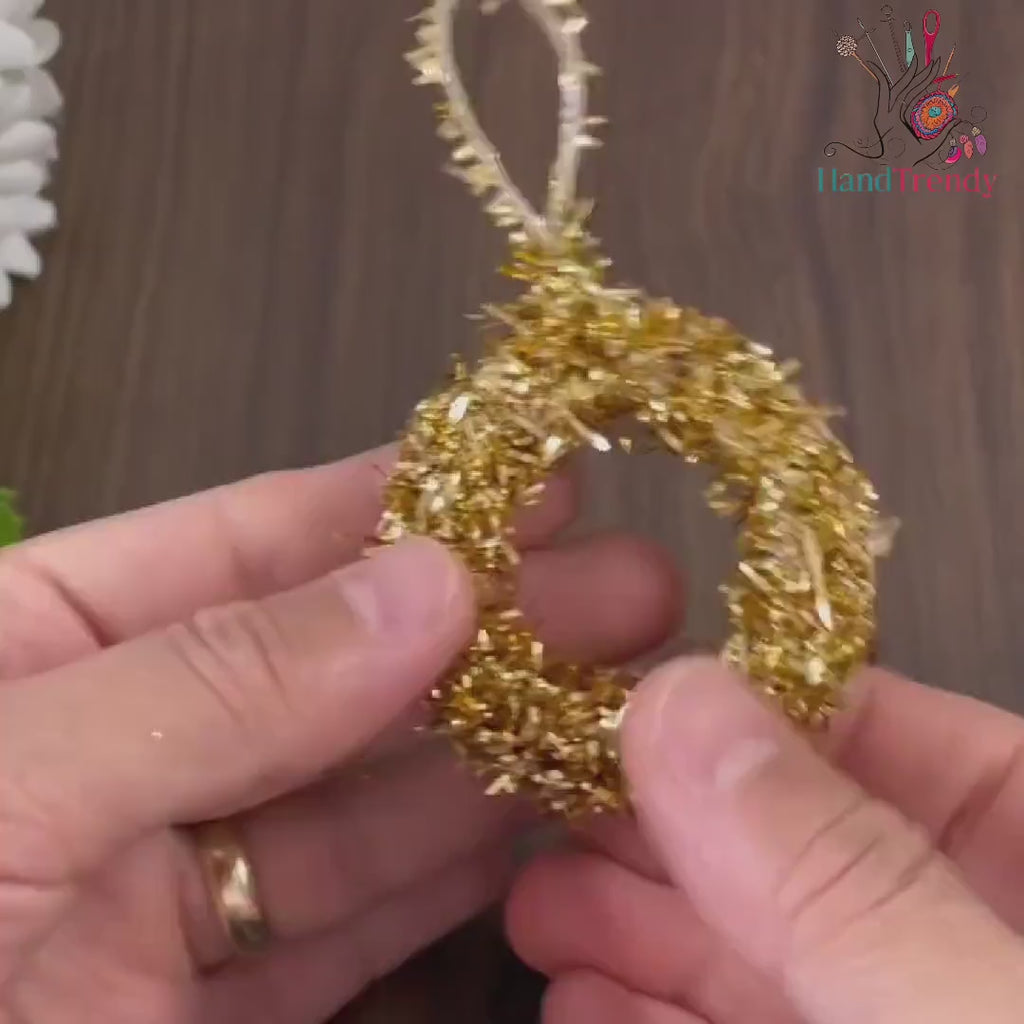 Gold Tinsel Wreath Crochet Pattern, DIY Festive Ornament PDF, Handmade Christmas Décor Tutorial, Beginner Holiday Craft Project