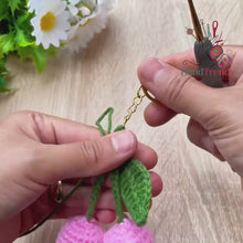 Crochet Cherry Keychain PDF Pattern – Amigurumi Fruit Keyring Tutorial – DIY Cute Handmade Yarn Key Chain Digital Download