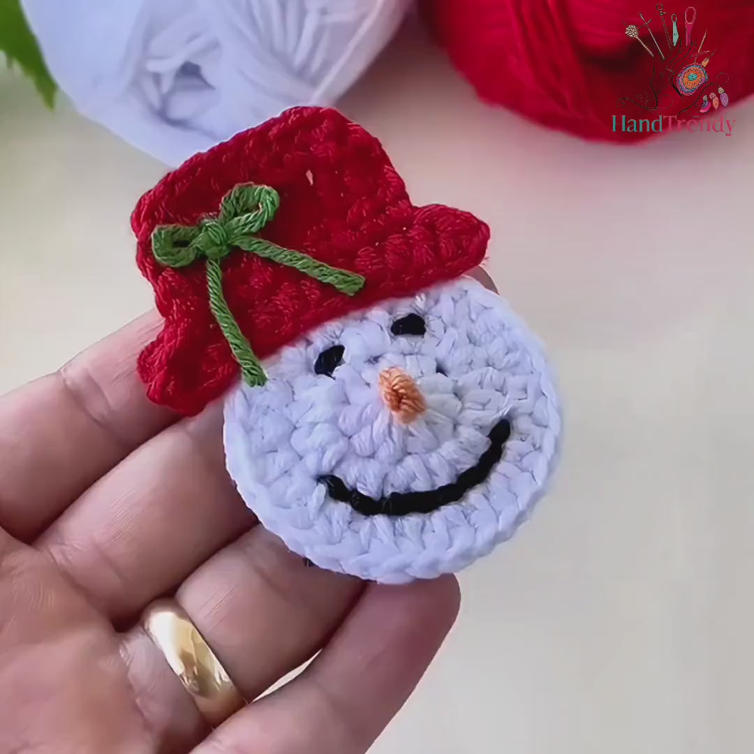 Beginner-Friendly  Little Crochet Snowman With Hat - Holiday Crochet Applique Pattern - Nordic Yarn Art With Crochet winter Decoration