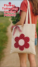 Flower Tote Bag Sewing Pattern PDF, DIY Fabric Flower Tote Bag Tutorial