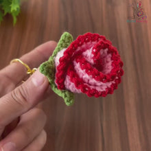 Crochet Rose Keychain Pattern, Simple 3D Flower Tutorial for Unique Bag Charms, Instant Download Gift Idea