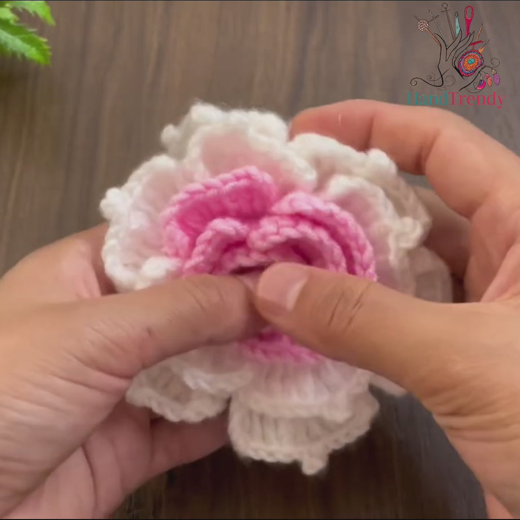 3D Multilayer Crochet Flower Pattern PDF, Textured Floral Applique