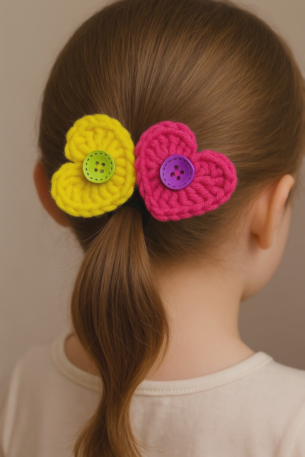 Crochet Heart Hair Clip Pattern PDF, DIY Crochet Hair Accessory Tutorial