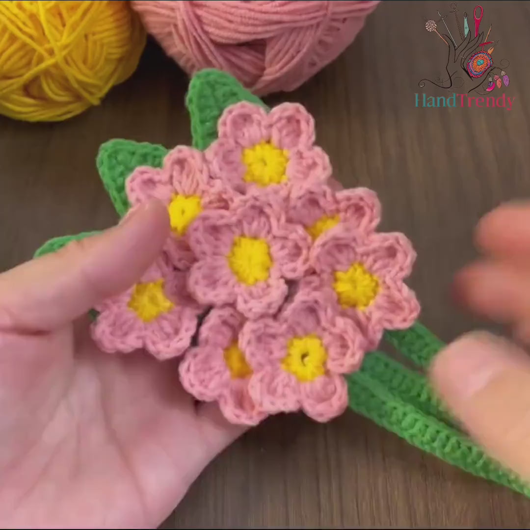 3D Crochet Flower Bouquet Pattern PDF, Realistic Floral Home Decor, Amigurumi Crochet Flowers DIY, Handmade Room Decoration