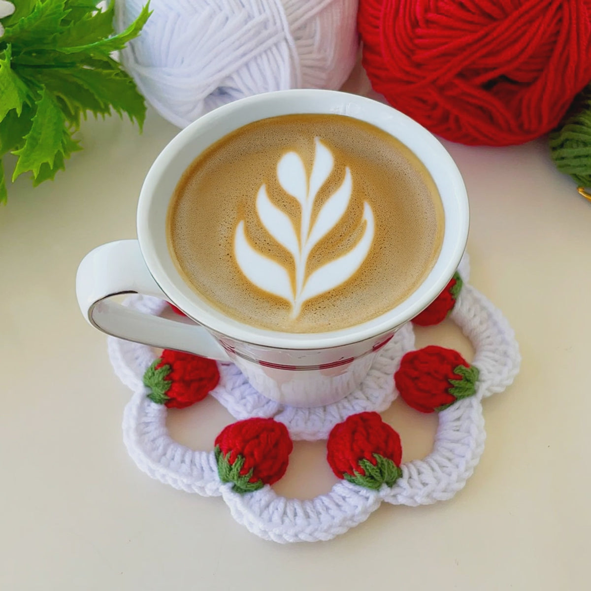 3D Strawberry Crochet Doily Pattern PDF, Unique Fruit-Themed Table Decor