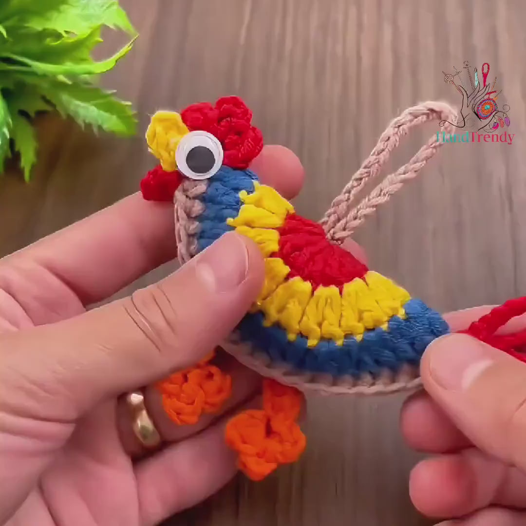 Colorful Crochet Chicken Keychain Pattern PDF - Amigurumi Farm Animal DIY Tutorial - Handmade Ornament Crochet Pattern for Beginners