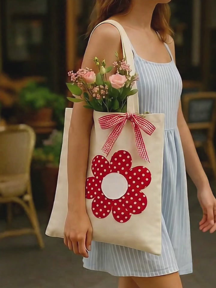 Flower Tote Bag Sewing Pattern PDF, DIY Fabric Flower Tote Bag Tutorial