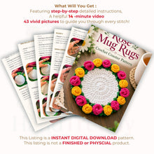 Rose Crochet Coaster Pattern PDF Floral Mug Rug Round Flower Cup Mat Tutorial