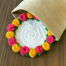 Rose Crochet Coaster Pattern PDF Floral Mug Rug Round Flower Cup Mat Tutorial