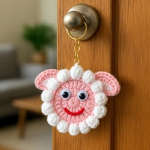 Sheep Face Crochet Keychain Pattern PDF Fluffy Round Smiley Applique Bag Charm Tutorial, English & German