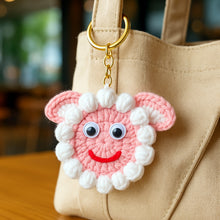 Sheep Face Crochet Keychain Pattern PDF Fluffy Round Smiley Applique Bag Charm Tutorial, English & German