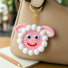 Sheep Face Crochet Keychain Pattern PDF Fluffy Round Smiley Applique Bag Charm Tutorial, English & German