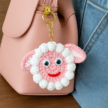 Sheep Face Crochet Keychain Pattern PDF Fluffy Round Smiley Applique Bag Charm Tutorial, English & German