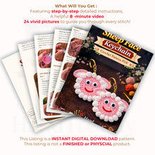 Sheep Face Crochet Keychain Pattern PDF Fluffy Round Smiley Applique Bag Charm Tutorial, English & German