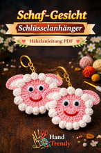 Sheep Face Crochet Keychain Pattern PDF Fluffy Round Smiley Applique Bag Charm Tutorial, English & German