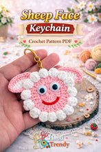 Sheep Face Crochet Keychain Pattern PDF Fluffy Round Smiley Applique Bag Charm Tutorial, English & German