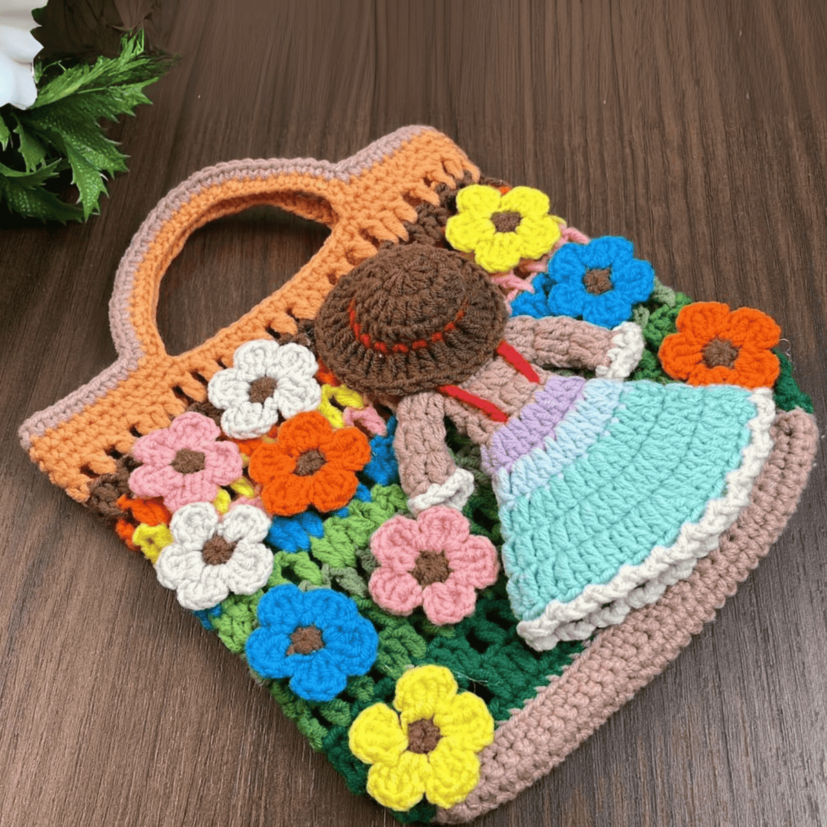 Crochet Flower Girl Bag Pattern PDF – Handmade Crochet Tote Tutorial – Floral Crochet Purse - Hand Trendy